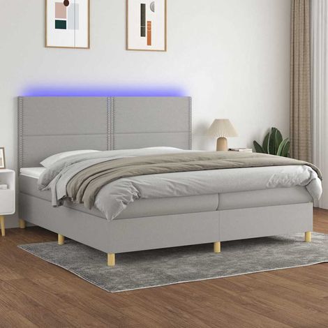 vidaXL Sommier à lattes de lit matelas et LED Gris clair 200x200 cm (1/5)