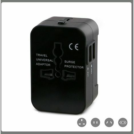 Adaptateur de voyage universel tout-en-un adaptateur de voyage mondial convertisseur d'alimentation chargeur mural adaptateur de prise d'alimentation avec deux ports de charge USB pour les États-Unis, (1/5)