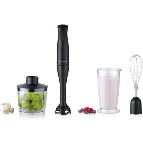 Stabmixer 3-in-1 - SEVERIN - SM3762 - 350 W - Abnehmbarer Fuß - Messbecher 700 ml + Mini-Zerkleinerer + Schneebesen - Schwarz (1/5)