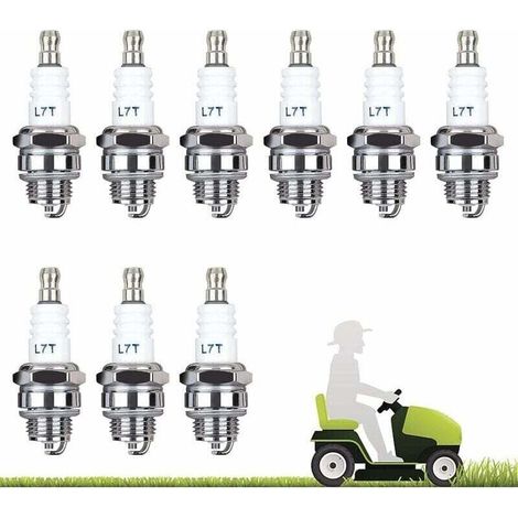 Zubehör für Freischneider, 10er-Pack L7T Zündkerzen für Kettensägen, Freischneider, Rasenmäher, Zweitaktmotoren, Heckenscheren und Motorsensen (Silber) (1/5)