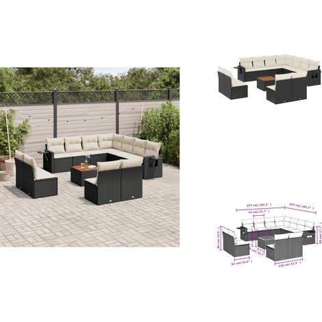 12-tlg. Garten-Sofagarnitur mit Kissen Schwarz Poly Rattan - Gartenmöbel Set - PE-Rattan Möbel - Outdoor Lounge - Esszimmergarnitur - Balkonmöbel (1/3)