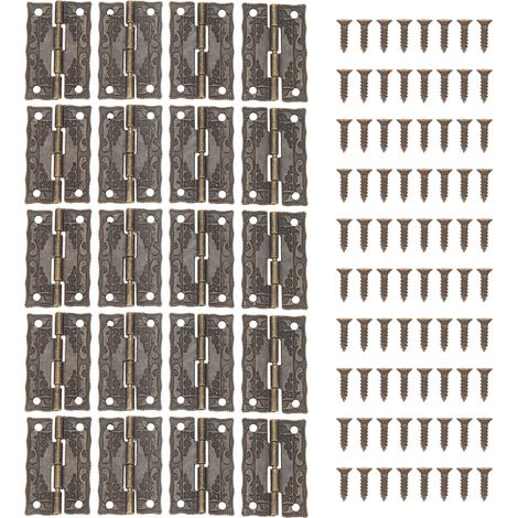Lot de 20 charnières décoratives vintage en alliage de zinc, ferrures anciennes pour boîtes à bijoux, coffres en bois et armoires (1/5)