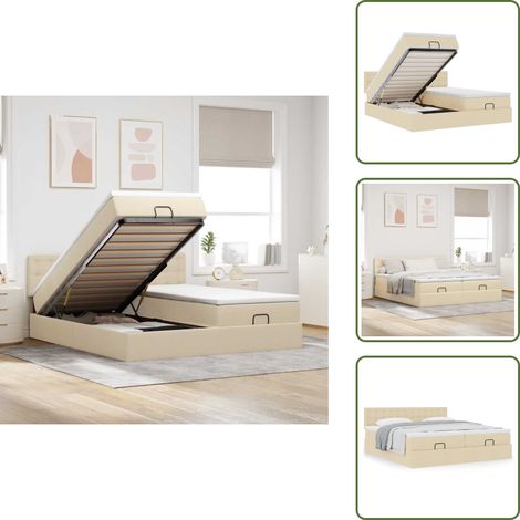 Matelas à ressorts ensachés - VidaXL Cadre de lit ottoman avec matelas crème 160x200 cm tissu - Surmatelas (1/5)