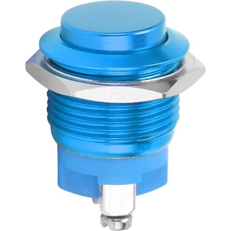 Metall-Drucktaster, wasserdicht, Edelstahl, selbstrückstellend, normalerweise offen, 16 mm, 220 V (blau) (1/5)