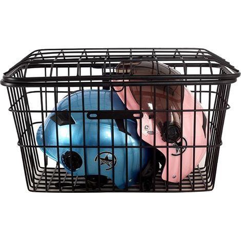 1 Panier de rangement en fer pliable pour scooter, structure métallique robuste, montage cadre en T, idéal voyage courses (1/5)