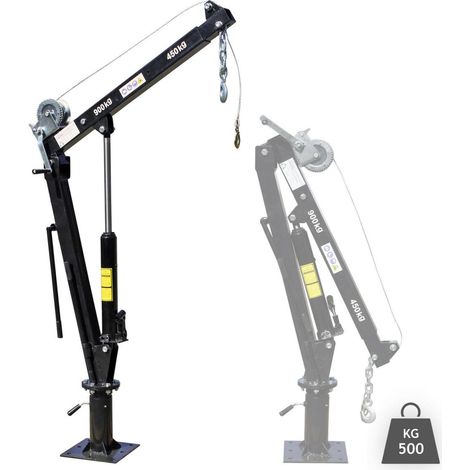 Grue d'atelier hydraulique rotative 360° – Charge max 500 kg – Hauteur de levage 2015 mm – Base solide avec fixation au sol