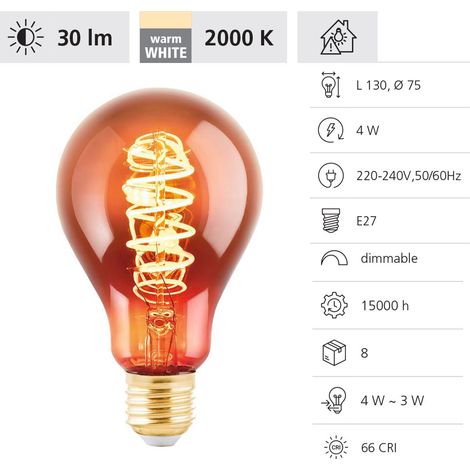 Eglo LED Leuchtmittel Birne E27 4W kupfer Leuchtmittel (1/3)