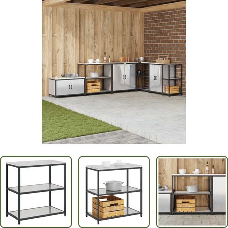 vidaXL Küchenorganisation - Küchenaufbewahrung mit Regal Silber 60 x 50 x 92 cm Stahl (1/5)