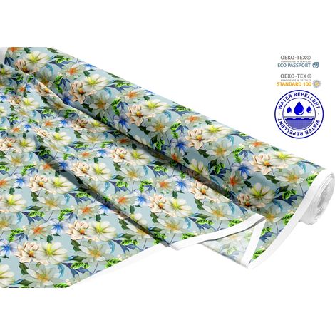 TISSUS DÉCORATIFS D'EXTÉRIEUR OXFORD - Motif fleurs épanouies I DR122 (1/5)