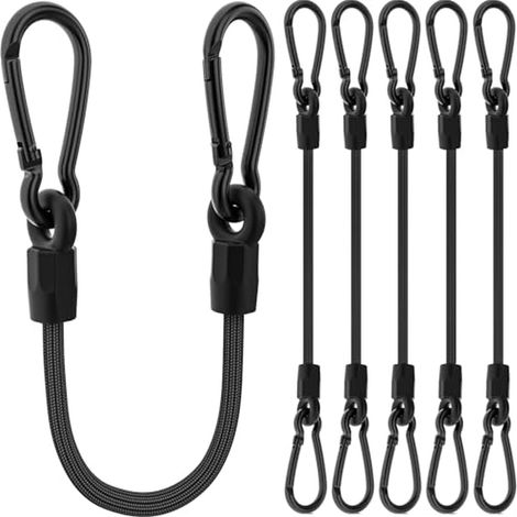 Lot de 6 tendeurs en Caoutchouc avec Mousqueton, 20 cm, Latex, pour Voile d'ombrage, bâches, Jardin, vélo, Voiture, Chargement (1/5)
