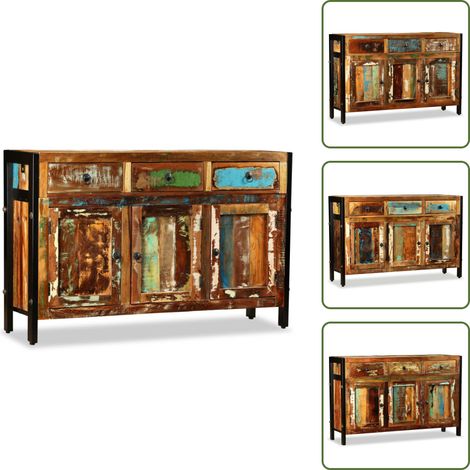 Sideboard Altholz Massiv 120x35x76 cm - Holz Sideboard - Antik Stil - Massives Altholz - Vintage Möbel - Sidebord Mit Fächern