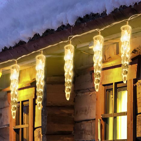 TolleTour Eiszapfen Lichterkette LED 40 LEDs 5M Warmweiß Weihnachten Deko Weihnachtsdeko Eisregen Fenster Beleuchtung 8 Modi