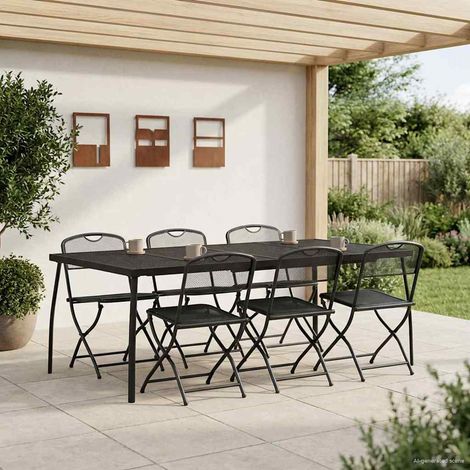 Gartenmöbel Set 7 pcs Anthrazit Eisen und Stahl