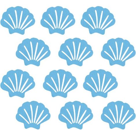 Lot de 12 autocollants antidérapants bleus en PEVA de 7,7 × 9 cm, pour baignoire, douche, escaliers et échelles portables. (1/3)