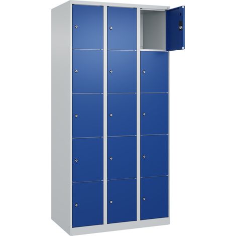 C+P Schließfachschrank Classic PLUS, 3 Abteile, 1850x900x500mm, 7035/5010 (1/5)