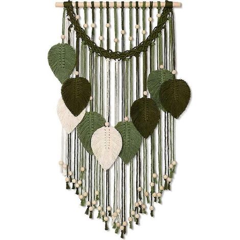 Tapisserie murale en macramé à motif de feuilles bohème, décoration intérieure bohème pour chambre, salon ou appartement. (1/5)