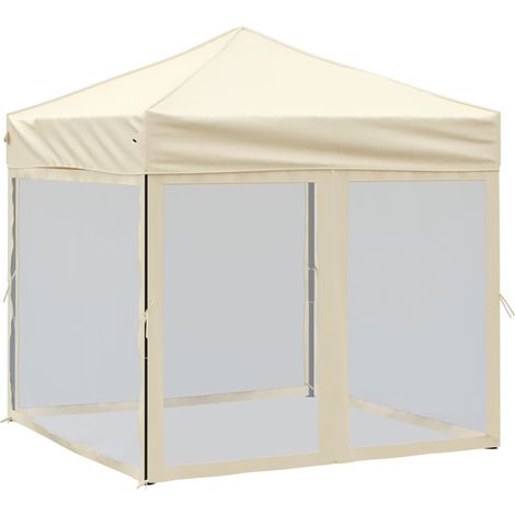vidaXL Carpa para fiestas plegable con paredes laterales crema 2x2 m (1/2)