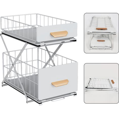 Contenitore sottolavello a 2 livelli per cucina e bagno bianco