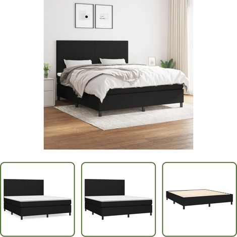 Matelas à ressorts ensachés -  Sommier à lattes de lit avec matelas Noir 180x200 cm Tissu (1/5)