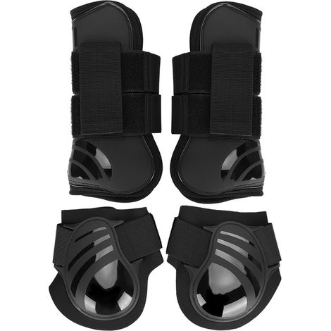 paires de guêtres élastiques épaisses en PU pour chevaux, protection des jambes avant et arrière, pour l'entraînement et le saut d'obstacles, noir, taille M (1/5)