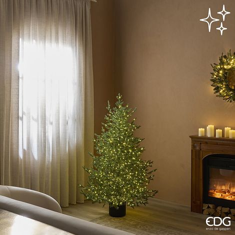 EDG Enzo De Gasperi Pino Natalizio Lucciole con Vaso 1600 LED H150 D 110 cm IP44 Verde – Albero di Natale Luminoso (1/5)