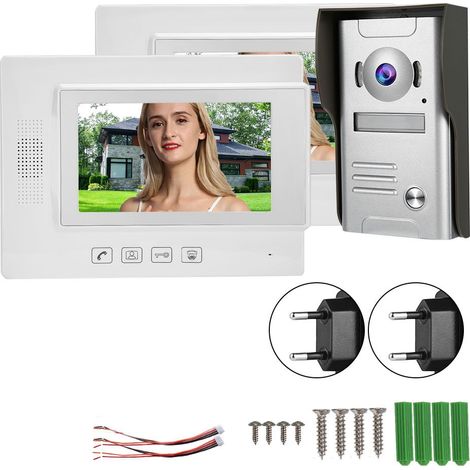 Interphone vidéo filaire avec écran LCD 7 pouces, sonnette de porte caméra moniteur 110-240V (prise UE) (1/5)