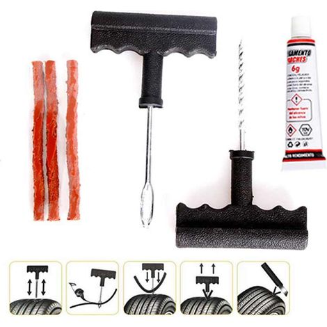 Kit Riparazione per Pneumatici Camera d'Aria Auto Moto Veicoli con Pneumatici in Gomma Kit da 6 Pezzi (1/3)