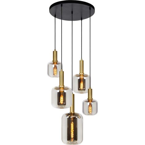 Lustre - 66 cm de diamètre - 5 ampoules E27 - Finition fumée (1/5)