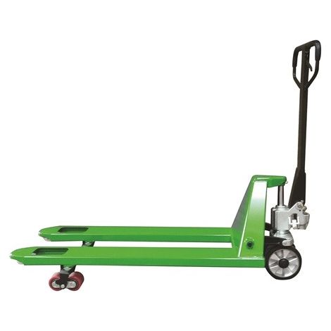 Transpalette manuel premium Stockman AC25CBV couleur vert capacité 2500kg 1150x540mm