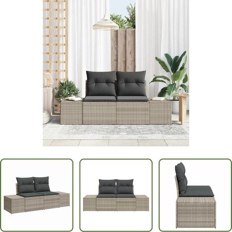 Canapé extérieur - Canapé de jardin avec coussin Gris 184 x 62 x 69 cm polyrotin (1/5)