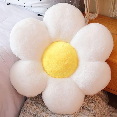 (30CM, blanc) Coussins décoratifs en peluche à motif floral , coussin de sol à motif floral, coussin d'assise pour la lecture, la chambre, regarder (1/3)