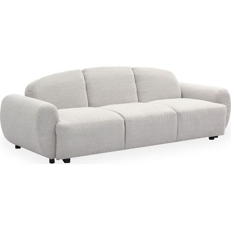 Canapé 3 places convertible dossier et accoudoirs arrondis Oliver Tissu texturé Gris