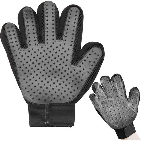 1 gant toilettage noir universel chiens chats lapins chevaux brossage pelage doux efficace (1/4)
