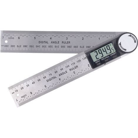 Digitaler Winkelmesser, 400 mm Längen- und Winkelmessung aus Edelstahl mit Niederhalter, Nullstellung und großem LCD-Display, mm/Zoll-System, für Holzbearbeitung und Bauwesen (1/5)