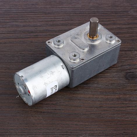 Moteur réducteur à vis sans fin 12V DC, engrenage métallique haute torsion 3 RPM, autobloquant, arbre de sortie vertical compact pour automatisme (1/4)
