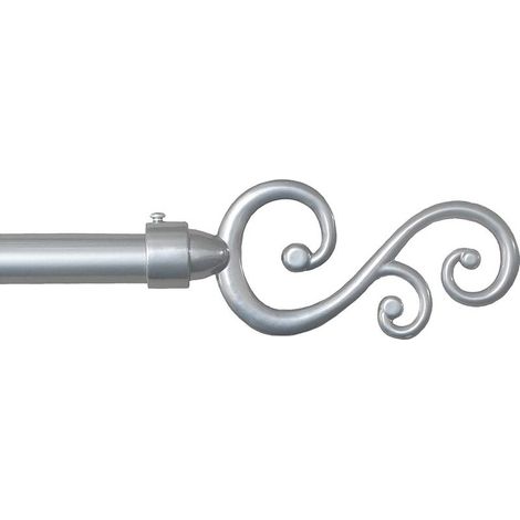 Tringle à Rideau en Fer Vente aux Enchères de Rideaux Anneaux Extensibles 160 300 cm Spirales - Gris (1/3)