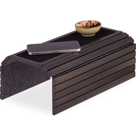 Support pour accoudoir, Bambou, Tablette pour canapé ou Fauteuil, L x P : 42 x 34 cm, Repose-Boissons, Marron (1/5)