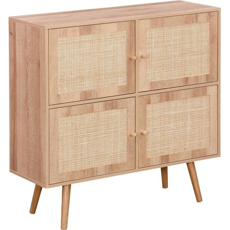 sweeek - Kinderkommode mit Holzlook und 4 Rattantüren (1/5)