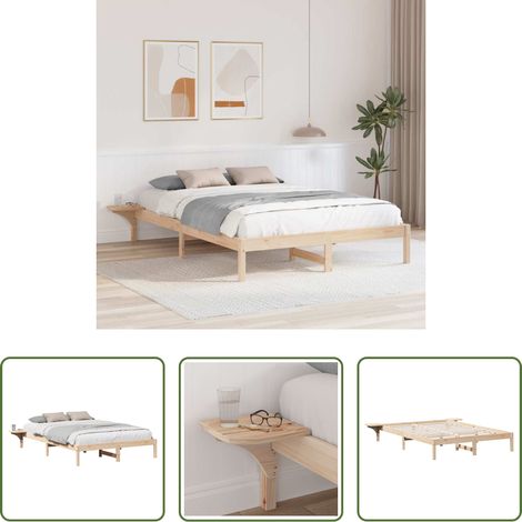 Lit en pin massif - Cadre de lit Naturel 160 x 200 cm Pin massif (1/5)