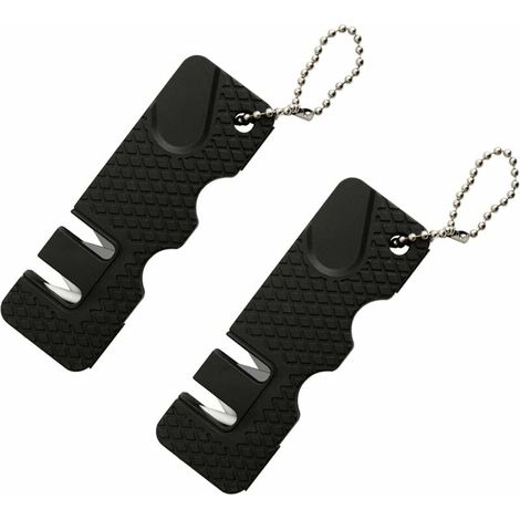 Green Mobility-2 Pcs Mini Aiguiseur de Couteau Pierre Aiguiseur de Couteau Outils d'extérieur Cuisine Multifonction Portable Mini Pierre à Aiguiser pour Voyage en Plein Air (Noir) (1/5)