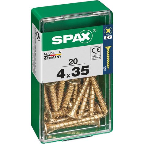 Boîte 20 Unités. Vis A Bois Spax Cab. Plat Yellox 4.0x35mm Spax (1/2)