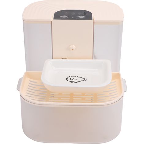 Fontaine à eau intelligente pour chats, capacité 4,5 L, sans filtre, compartiments séparés pour l'eau propre et l'eau sale, bol en céramique, contrôle de la température, télécommande, silencieuse, bla (1/5)