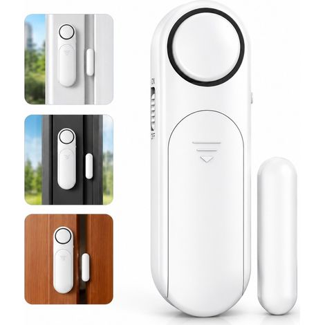 Alarme de Porte Magnetique Sans Fil avec Telecommande ABS Blanche 10.1 x 3 x 1.8 cm (1/5)