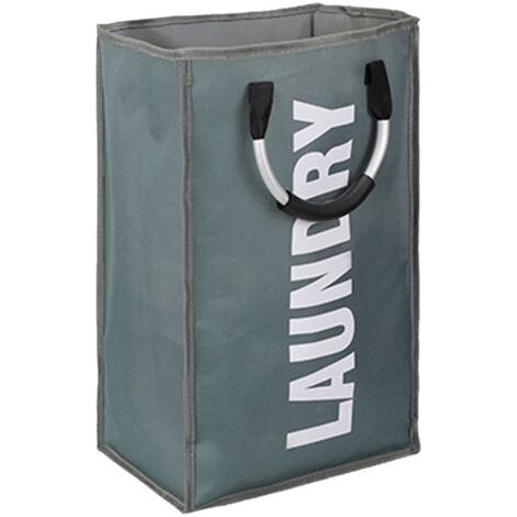 Sac à linge pliable et amovible - Gris foncé, 33 x 23 x 53 cm, avec poignée, panier à linge étanche 600D, 20 à 35 litres, sac de rangement pour vêtements pour dortoir d'hôtel intérieur (1/4)