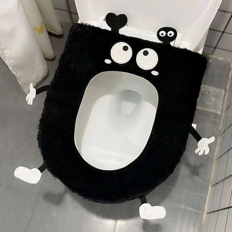 Housse de siège de toilette douce, chaude et rembourrée, coussin de siège de toilette plus épais pour la salle de bain, en tissu fibre extensible et lavable, réutilisable et facile à installer. (1/3)