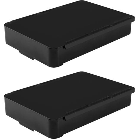 lot de 2 Organiseur de bureau invisible auto-adhésif à tiroir sous table, se fixe facilement grâce à son système coulissant (1/5)