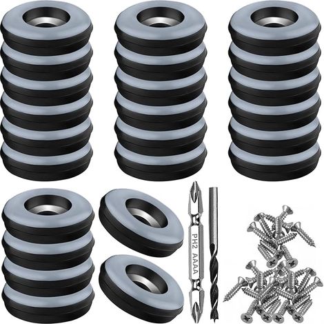 Lot de 24 Patins en téflon à Visser - Diamètre : 25 mm - Ronds - Noirs - avec 24 vis en Acier Inoxydable et 2 forets - Protection Efficace de Vos Meubles, chaises, sols