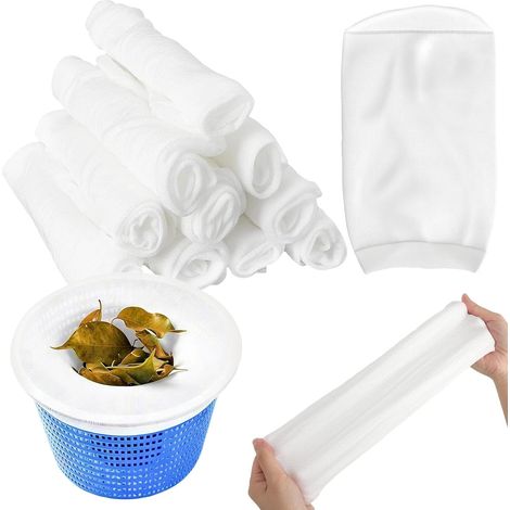 20 Pièces Chaussette Skimmer Piscine 55 cm, Chaussette Filtre Piscine en Maille Nylon Fine, Réutilisable pour Feuilles, Cheveux, Insectes, Pollen, Saletés et Petites Particules (1/5)