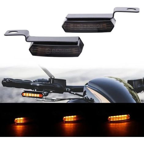 Mini LED Clignotant Moto Guidon Aluminium Lumières Ambrés lndicateurs Étanche Séquentiel Lampe Ampoule Universel 12V ODIPIE (1/3)