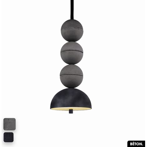 Lampe de suspension en béton velours - BOSFOR CONCRETE VELVET ANTHRACITE 3 BALLES LED 14W (1/2)